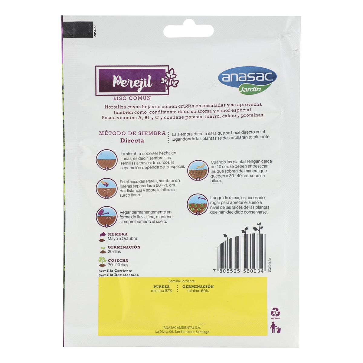 ANASAC - Semilla Perejil 5 gr Sachet