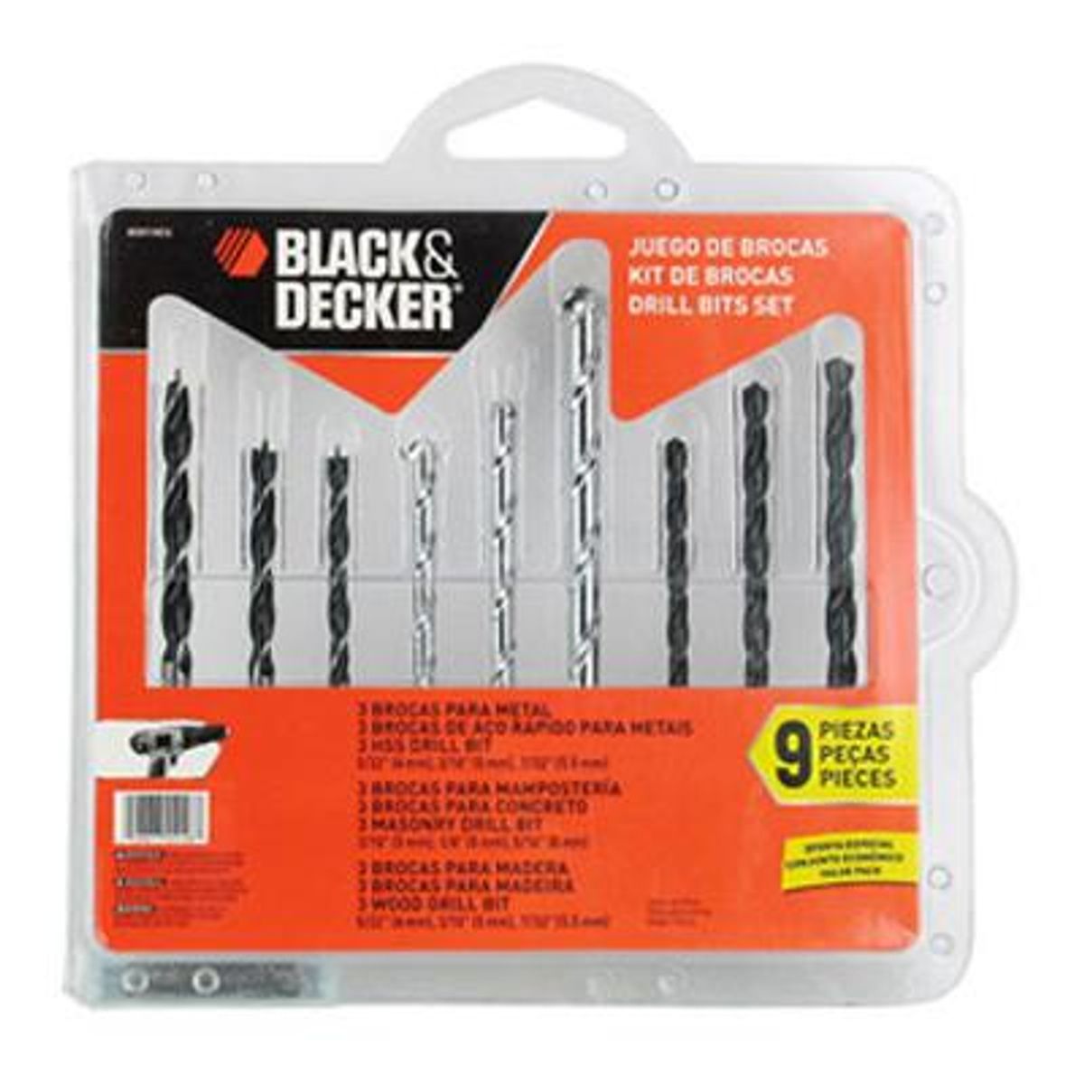 BLACK+DECKER - Set Brocas 9 piezas
