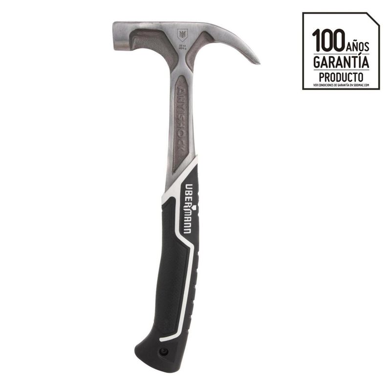 UBERMANN - Martillo carpintero anti vibración 16 Oz acero