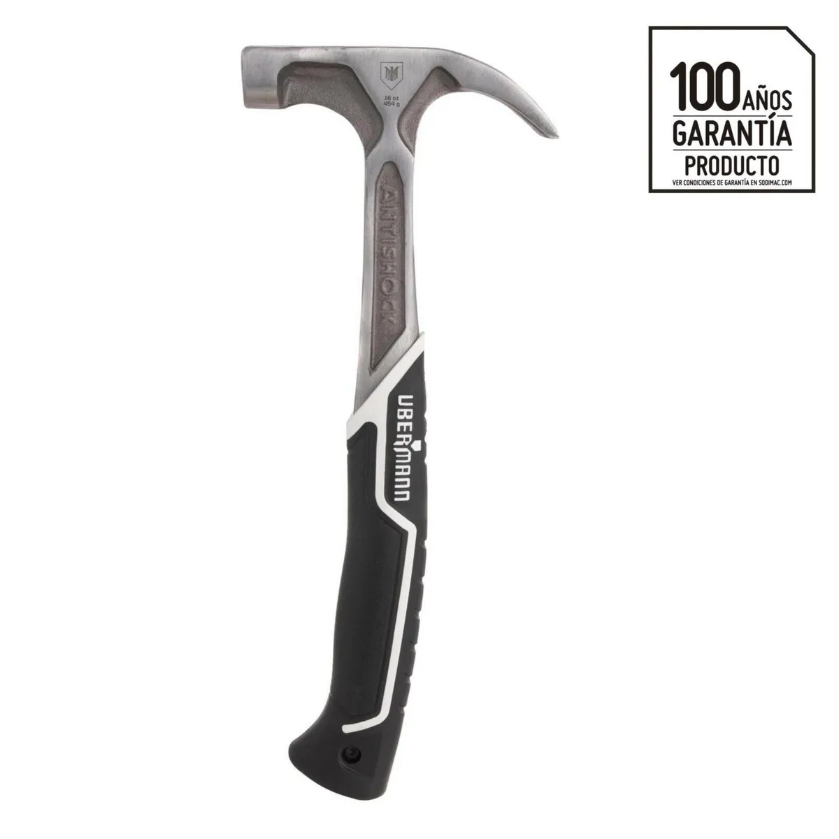 UBERMANN - Martillo carpintero anti vibración 16 Oz acero