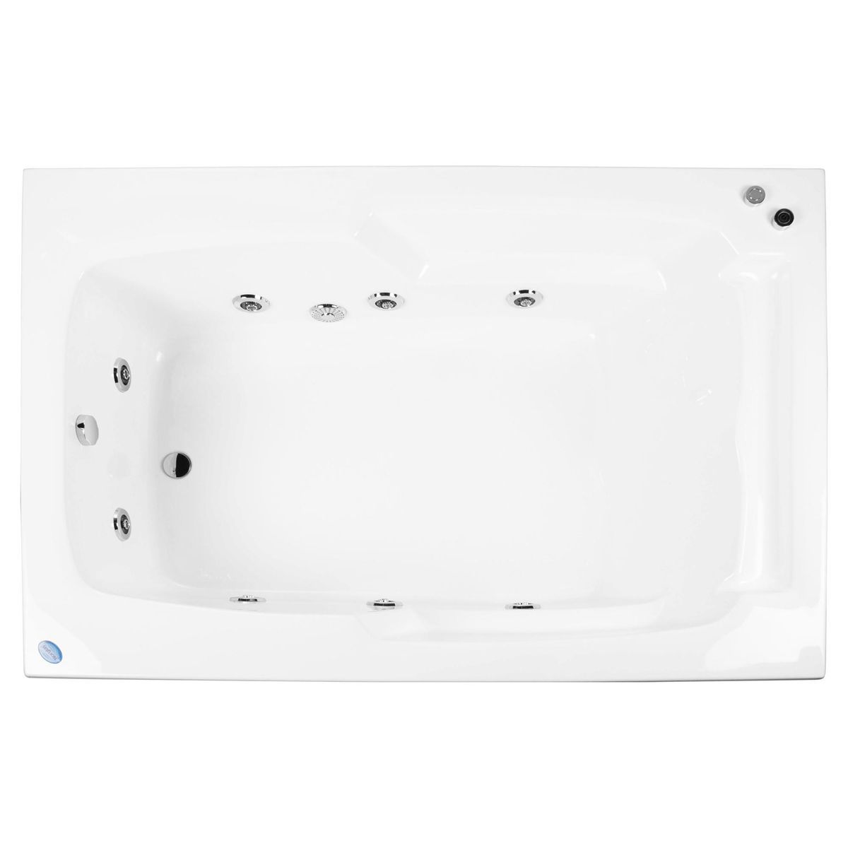 NORGLAS - Tina hidromasaje 340 l lebka 8 jets derecha 177x122x50 cm