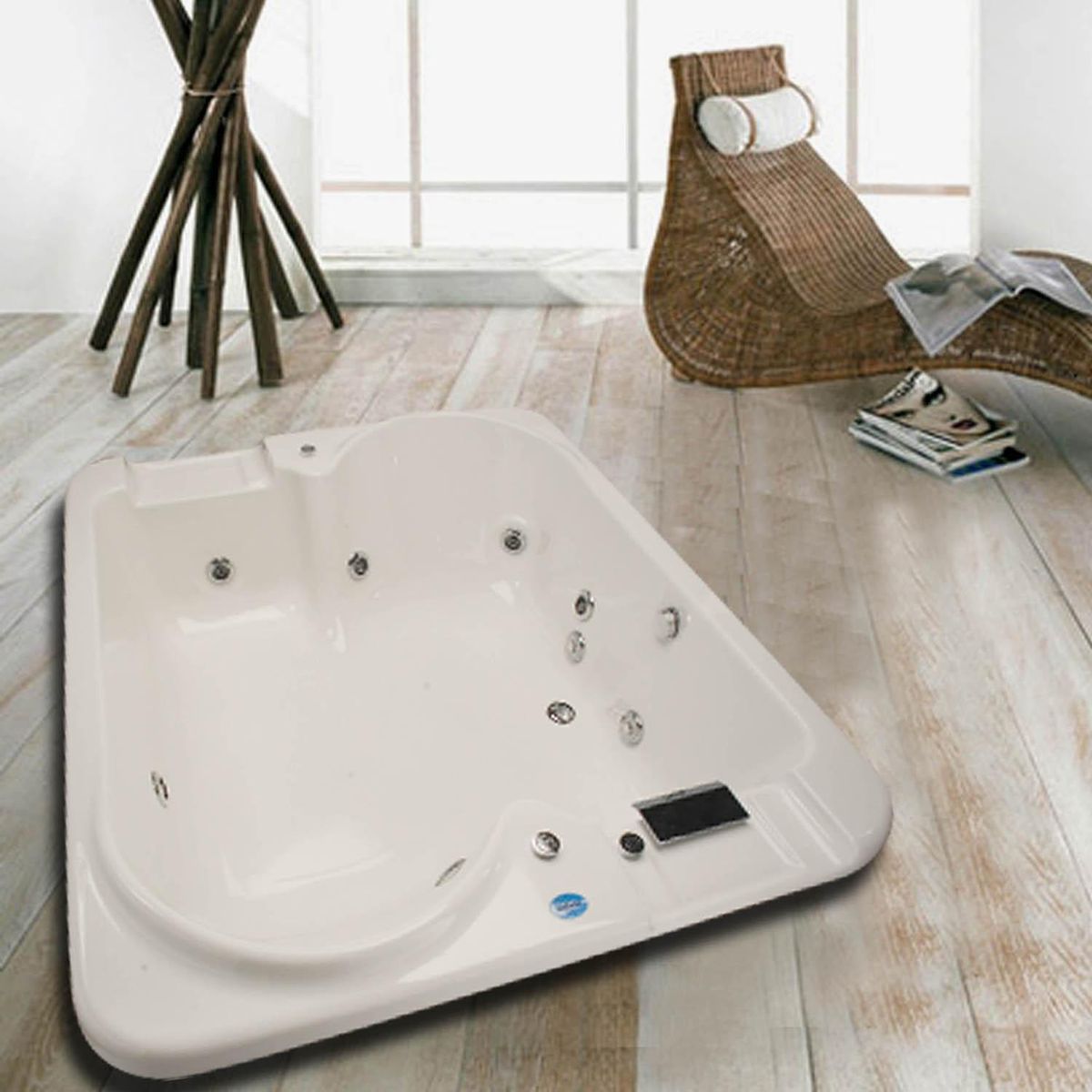 NORGLAS - Tina 183cm x 152cm  hidromasaje Andros 8 jets derecha norglas