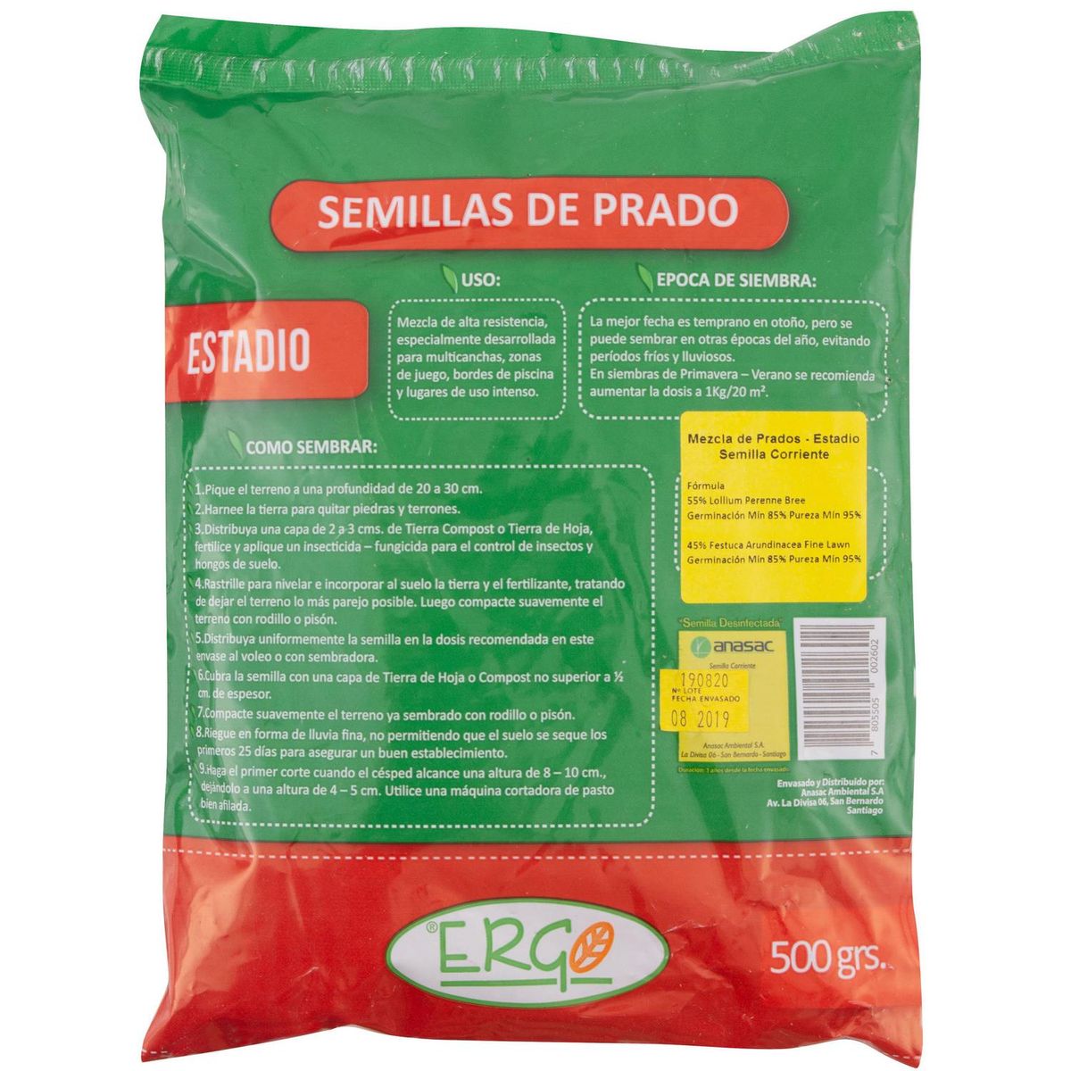 ERGO - Semilla de Pasto Estadio 0.5 kg Bolsa