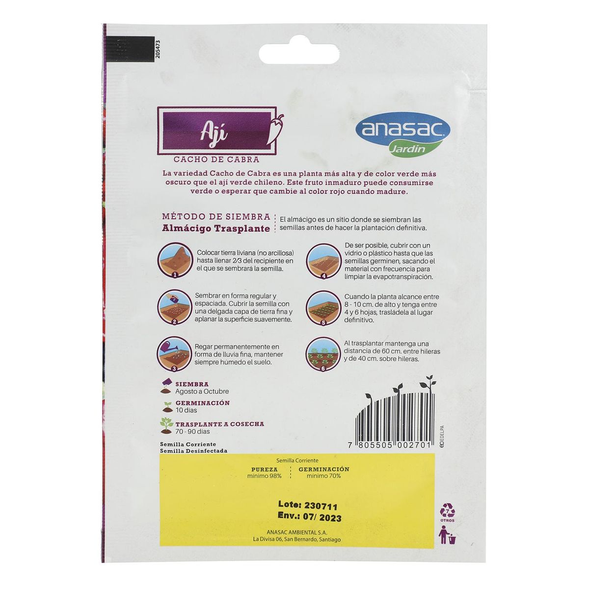 ANASAC - Semilla Ají Cacho Cabra 1 gr Sachet