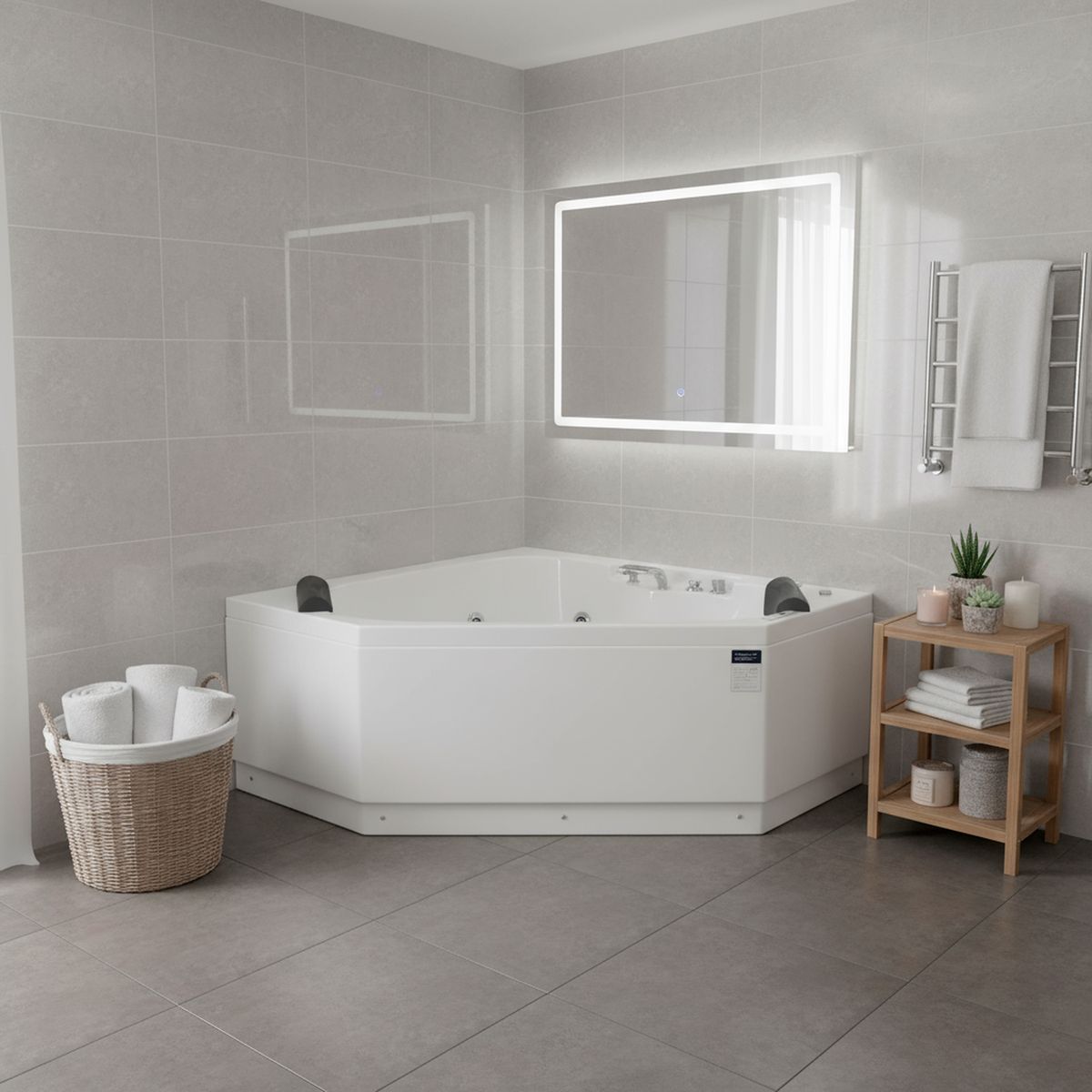 NORGLAS - Tina 150cm x 150cm  hidromasaje Creta full 7 jets izquierda norglas