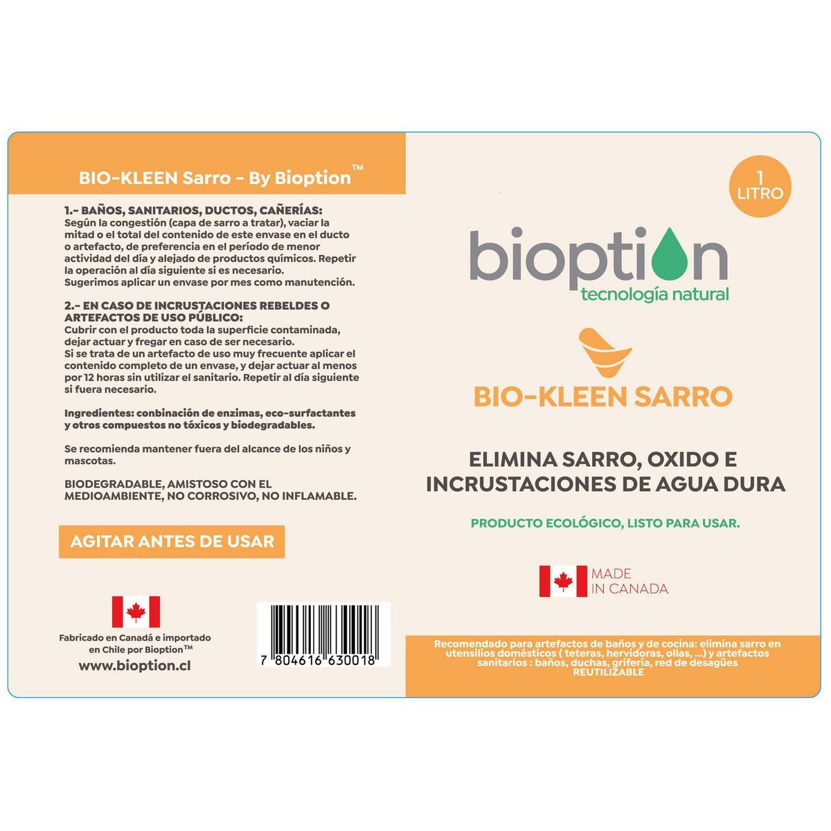 BIOPTION - Quitasarro botella 1 l