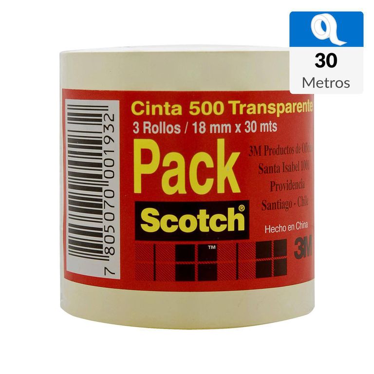 Pack 3 Cintas 500 Transparente 18mm x 30mts