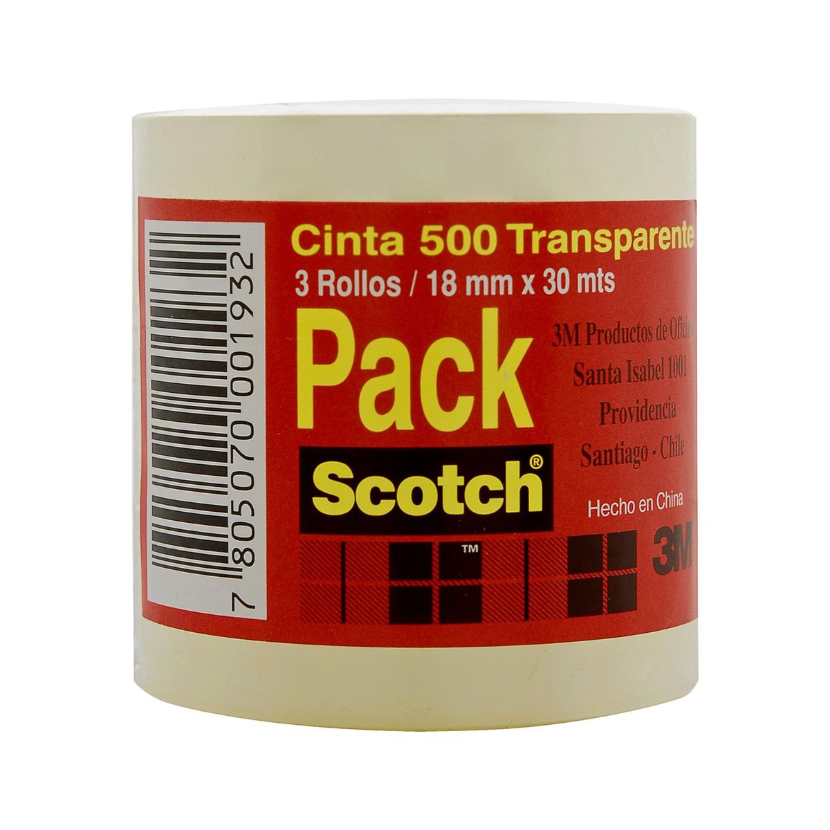 SCOTCH - Pack 3 Cintas 500 Transparente 18mm x 30mts Scotch