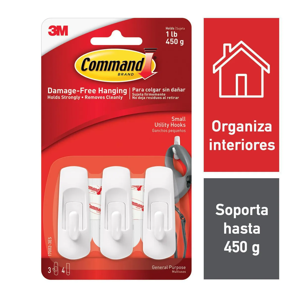 COMMAND - Gancho Uso General Pequeño Blanco 3 unidades
