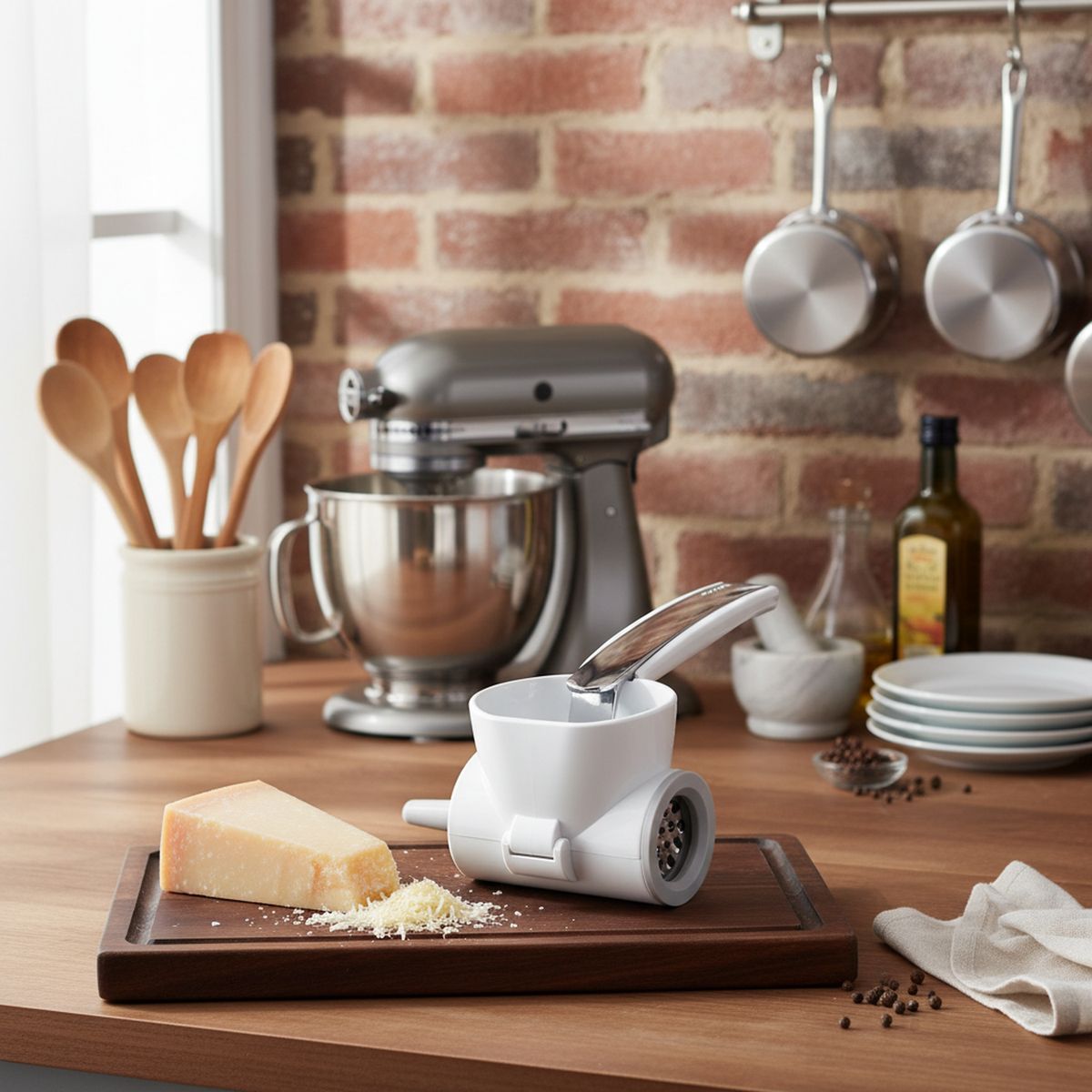 LEIFHEIT - Rallador de Queso Leifheit Inoxidable Blanco Giratorio Manual