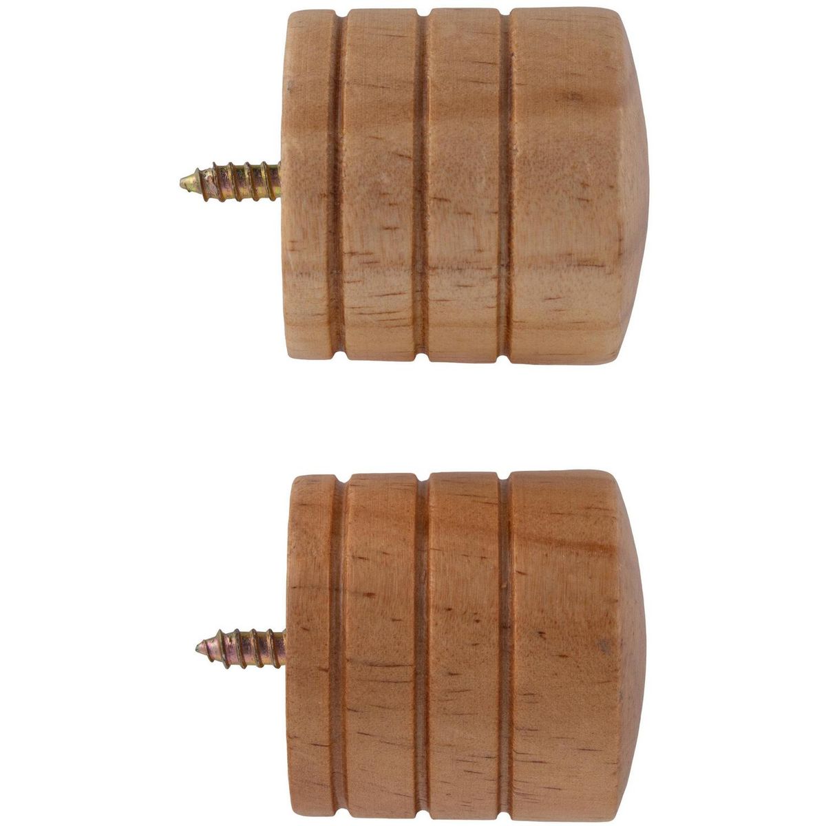 JUST HOME COLLECTION - Set de terminales para barra de cortina 28 mm 2 unidades natural