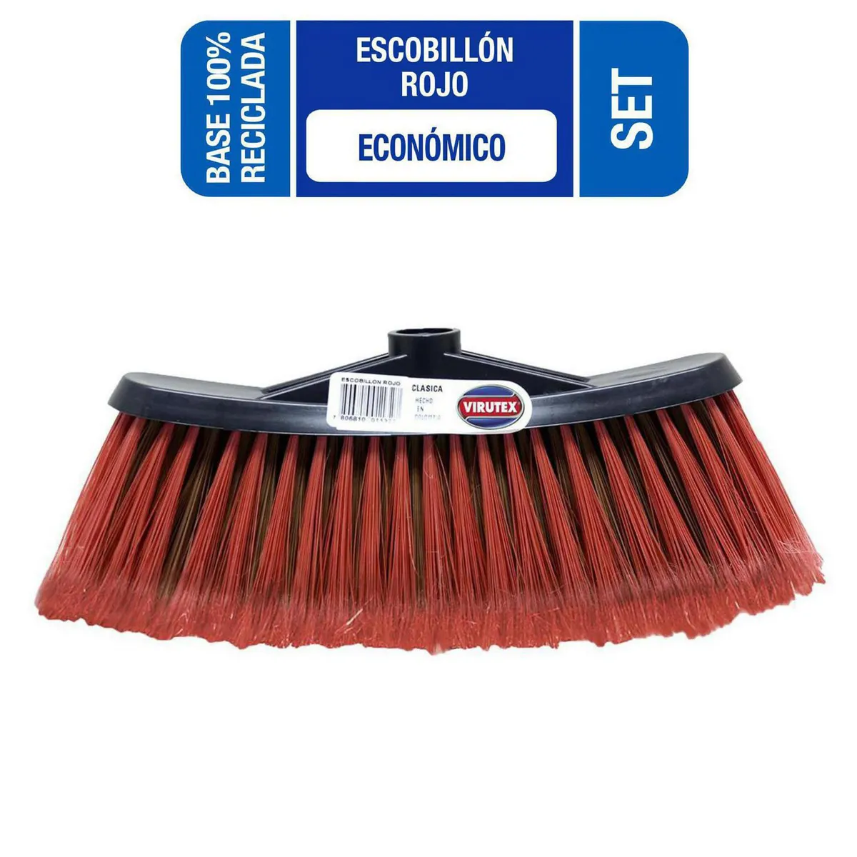 VIRUTEX - Escobillón multiuso tradicional rojo fibra media