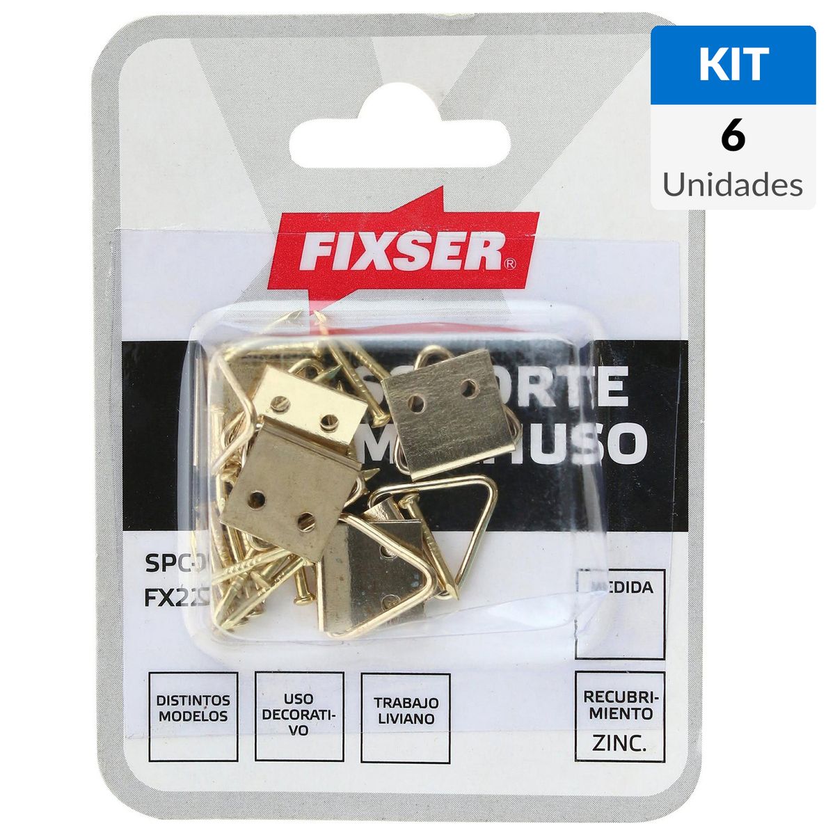 FIXSER - Soporte multiuso 12x25 mm 6 unidades con clavos