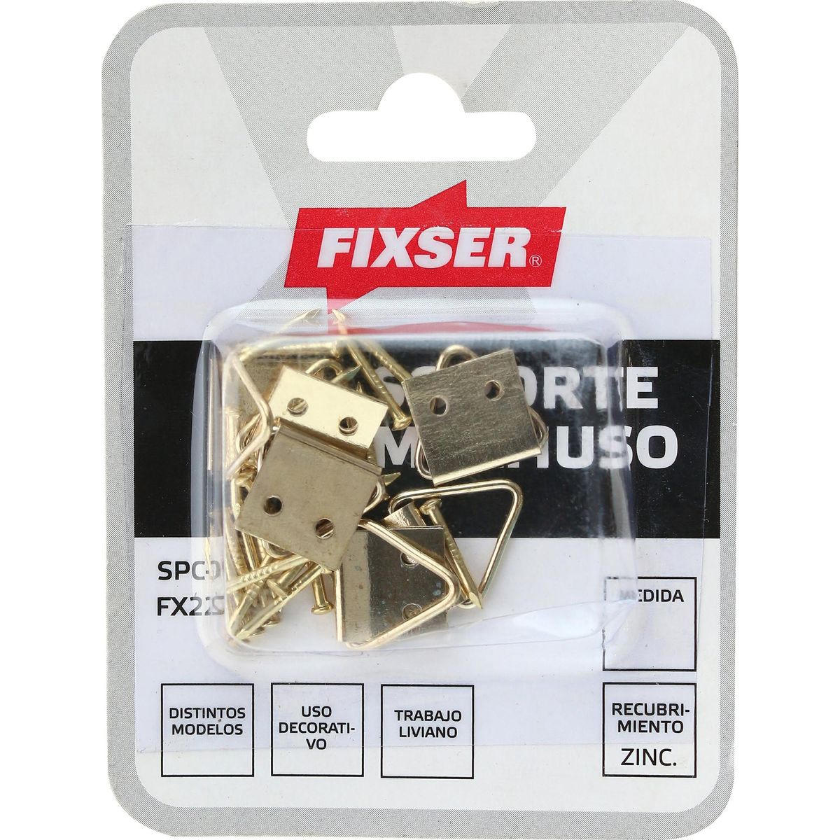 FIXSER - Soporte multiuso 12x25 mm 6 unidades con clavos