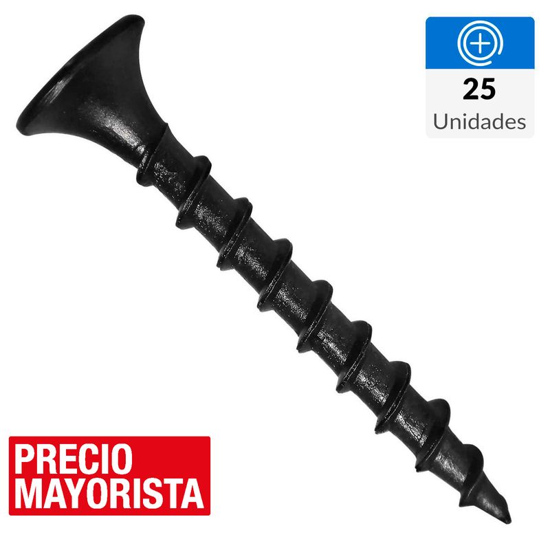 FIXSER - Tornillo Autoperforante Cabeza Phillips Yeso-Cartón 5/8 " 6 mm 25 Unidades