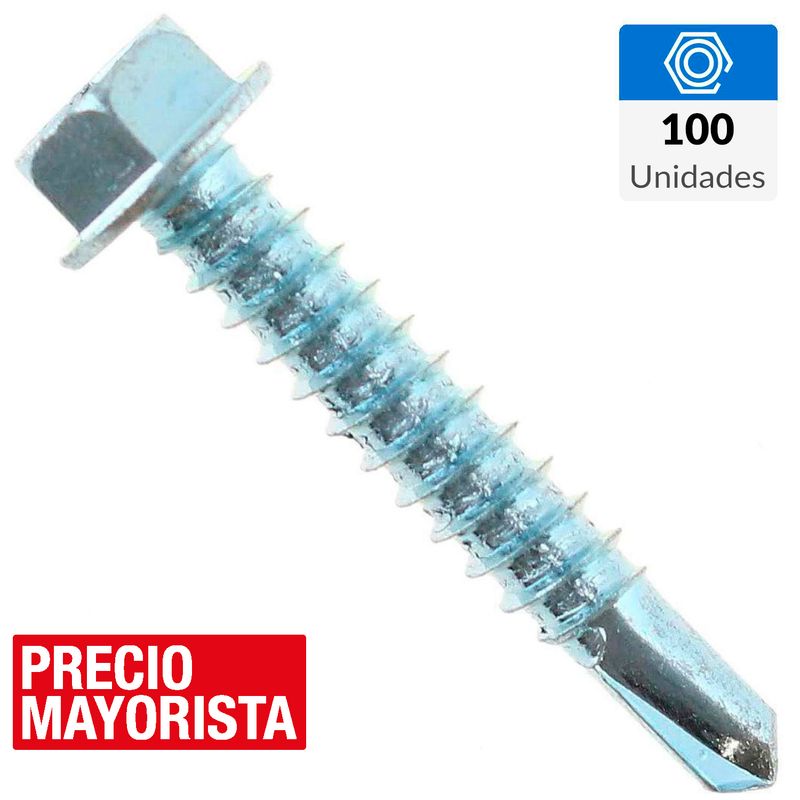 MAMUT - Tornillo Autoperforante Cabeza Hexagonal Metal 1-1/4 " 12 mm 100 Unidades