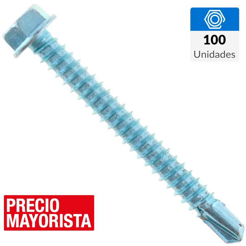 MAMUT - Tornillo Autoperforante Cabeza Hexagonal Metal 2 " 12 mm 100 Unidades