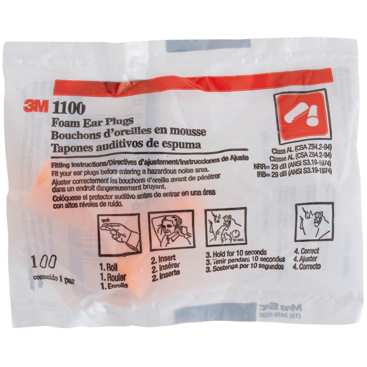 3M - Pack protector auditivo desechable 1100 30 pares