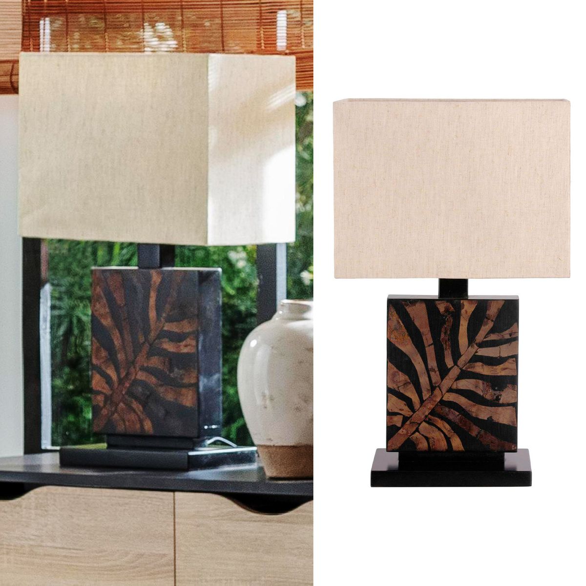 CASA BONITA - Lámpara Mesa Hola palmera Café 34x56 cm