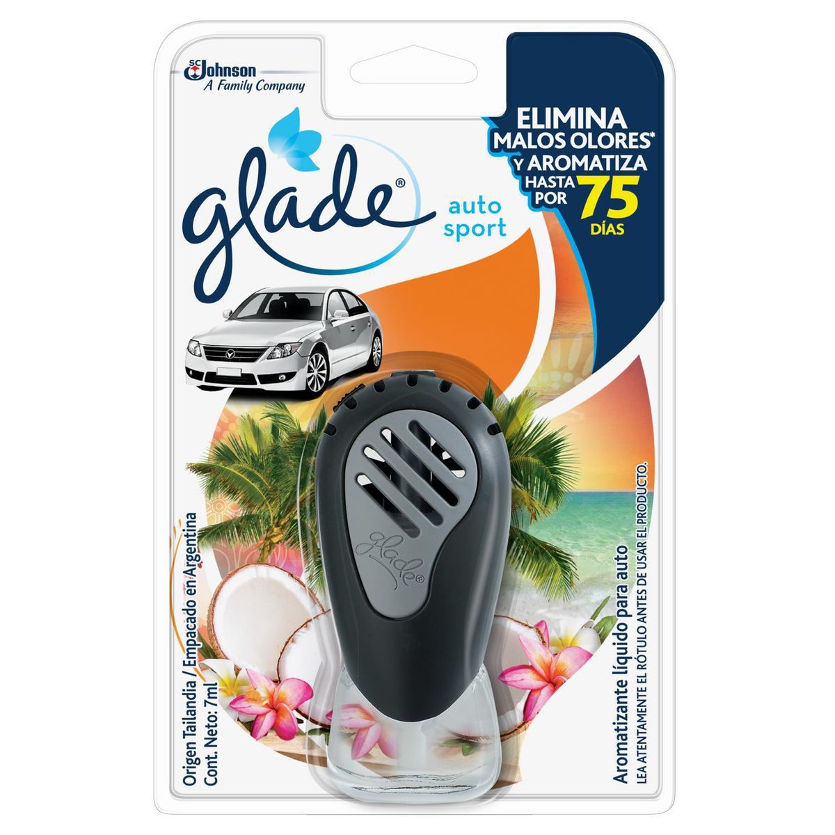 GLADE - Aromatizante Glade para Auto Brisa Tropical 7 ml