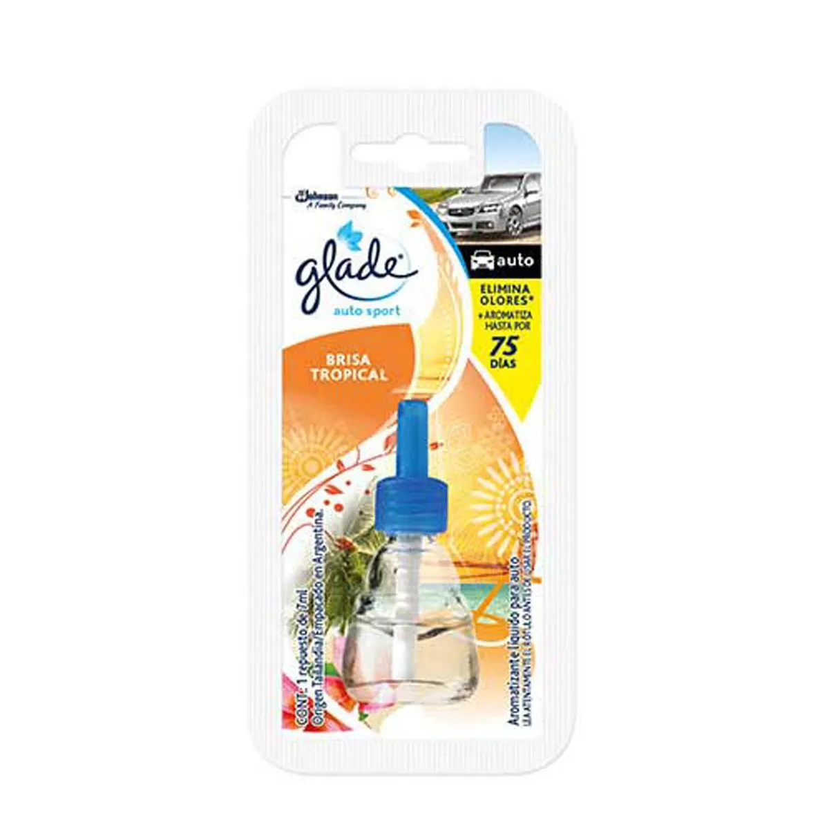 GLADE - Repuesto Aromatizante Auto Glade Brisa Tropical 7 ml