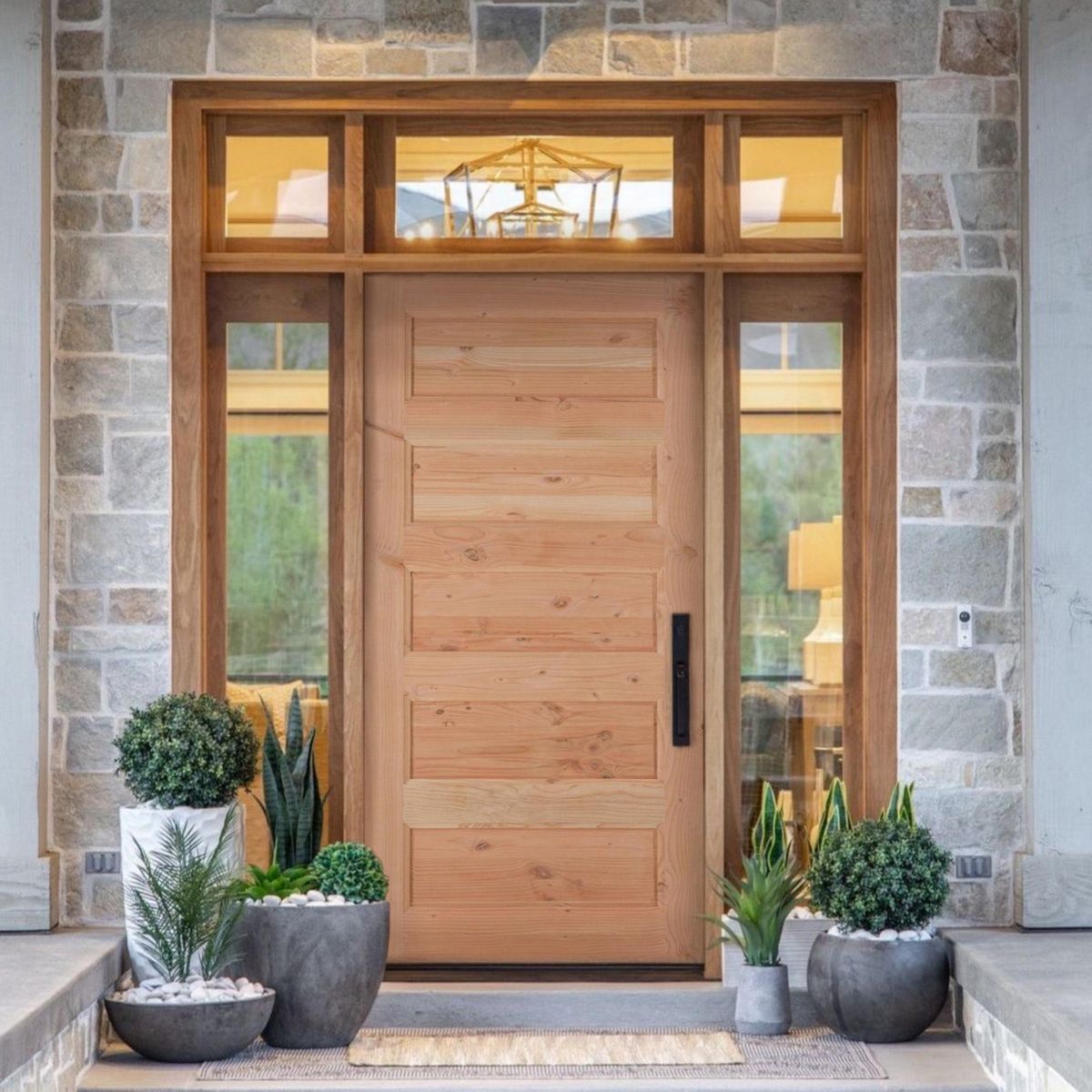 HOLZTEK - Puerta Exterior Madera pino oregón 70x200 cm 5 Paneles Natural