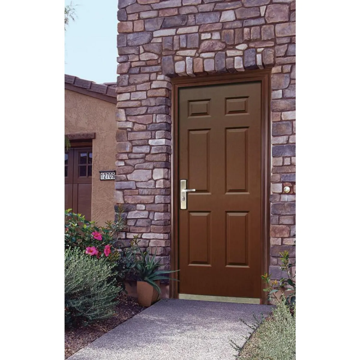 HOLZTEK - Puerta de Seguridad Acero Precolgada 86x205 cm Café