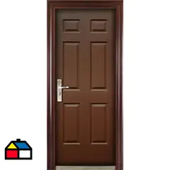 HOLZTEK - Puerta de Seguridad Acero 86x205 cm Seguridad Izq Café