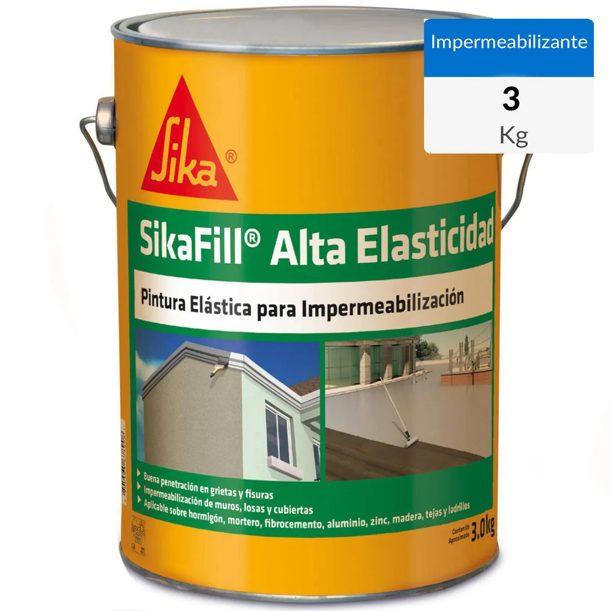 SIKA - Sikafill Pintura Elástica para Impermeabilización Sikafill Tarro 3 Kg