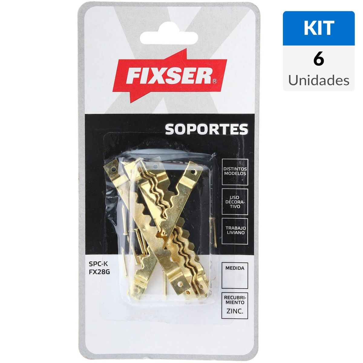 FIXSER - Soporte multiuso 6x62 mm 6 unidades con clavos