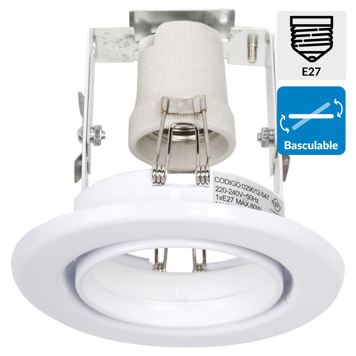 BP ILUMINACION - Foco Empotrado Basculante Metal Blanco 60 W E27 13 cm