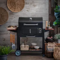 Parrilla a Carbón con Tapa y Ruedas Acero