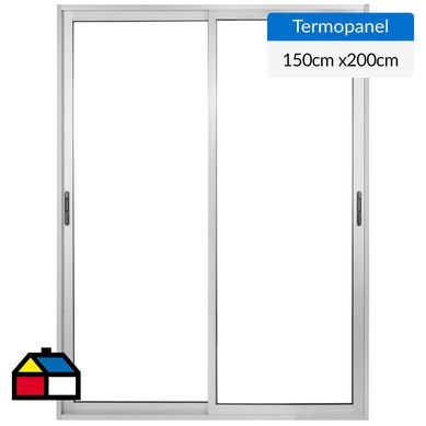 Ventana Aluminio Corredera 150x200 cm Vidrio Termopanel Mate