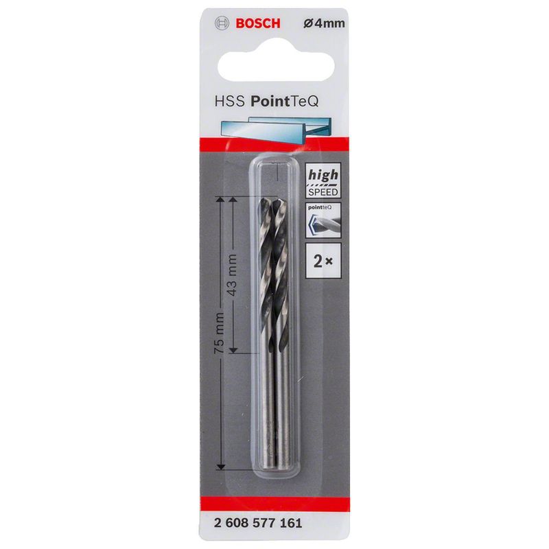 BOSCH - Broca HSS para metal 4x75 mm 2 unidades