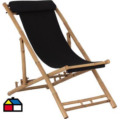 Silla buque bambu natural negro.