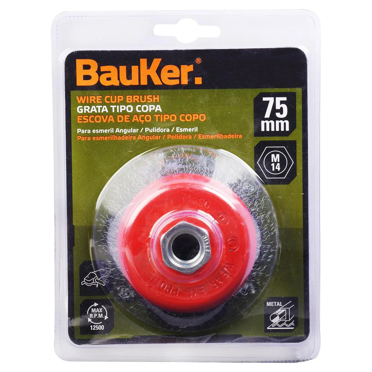 BAUKER - Grata Copa Para Esmeril 3" Acero