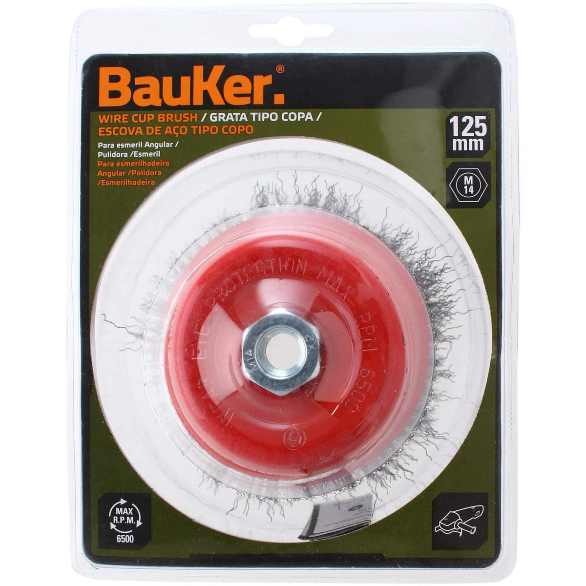 BAUKER - Grata copa para esmeril 5" acero