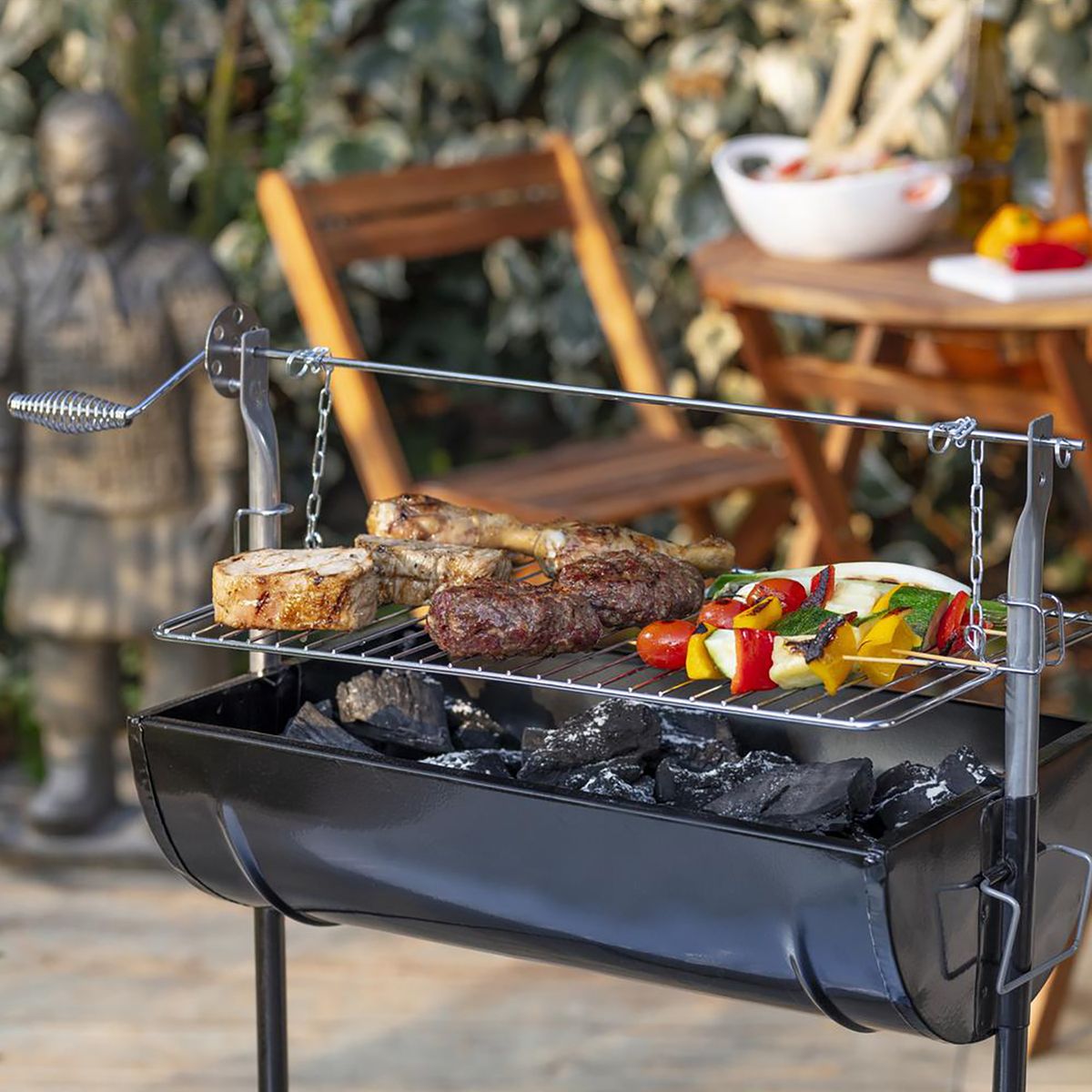 KARSON - Parrilla a Carbón con Roldana Metal