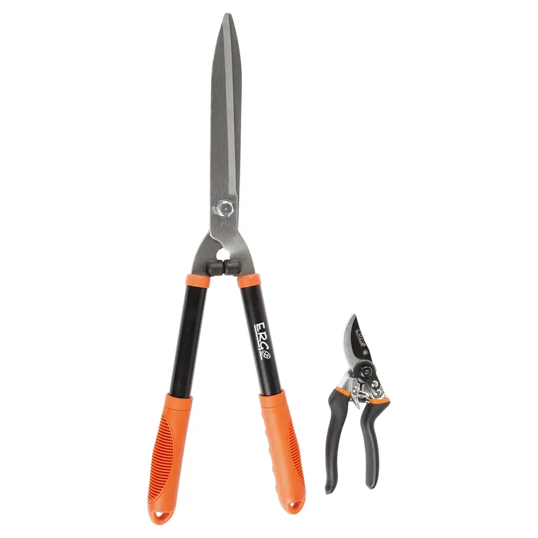 Kit de tijera + tijerón para jardín 2 piezas naranjo