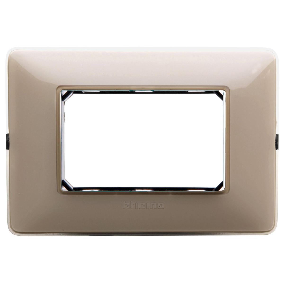 BTICINO - Placa 3 módulos con soporte Marfil