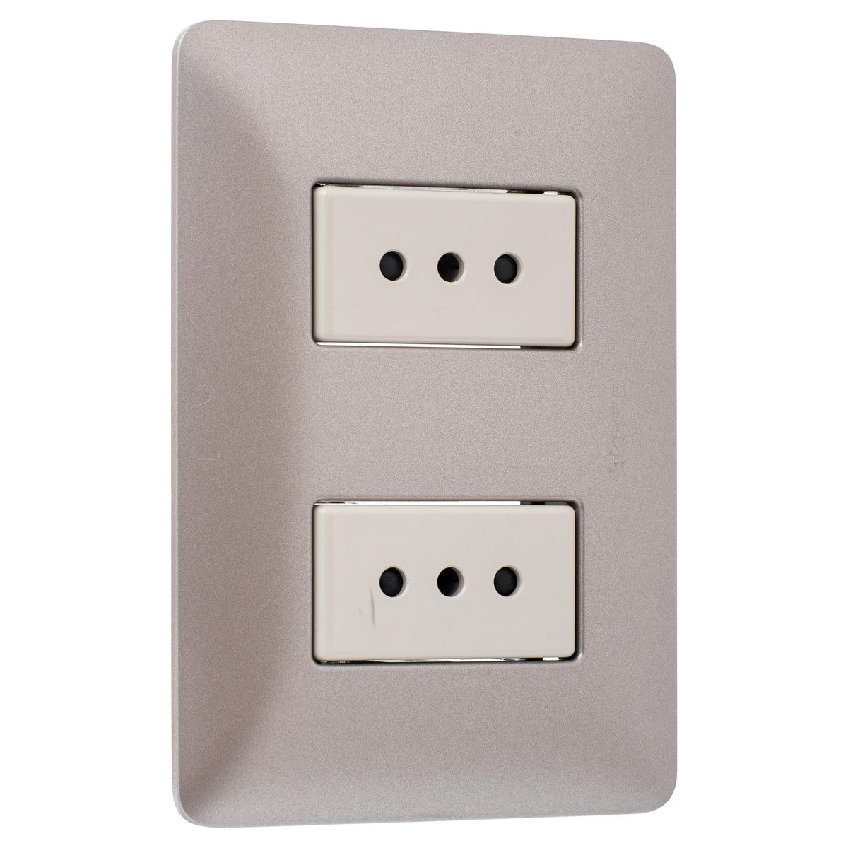 BTICINO - Tomacorriente Doble Armado 10A Titanio Claro