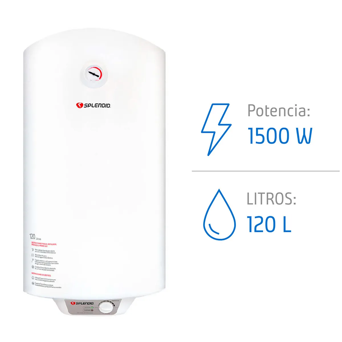 Termo Eléctrico 120 Litros 1500 W de Muro, marca SPLENDID - Foto Principal
