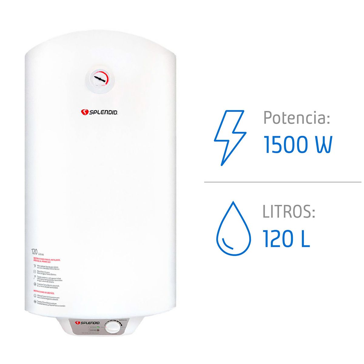 Termo Eléctrico 120 Litros 1500 W de Muro, marca SPLENDID - Foto Principal