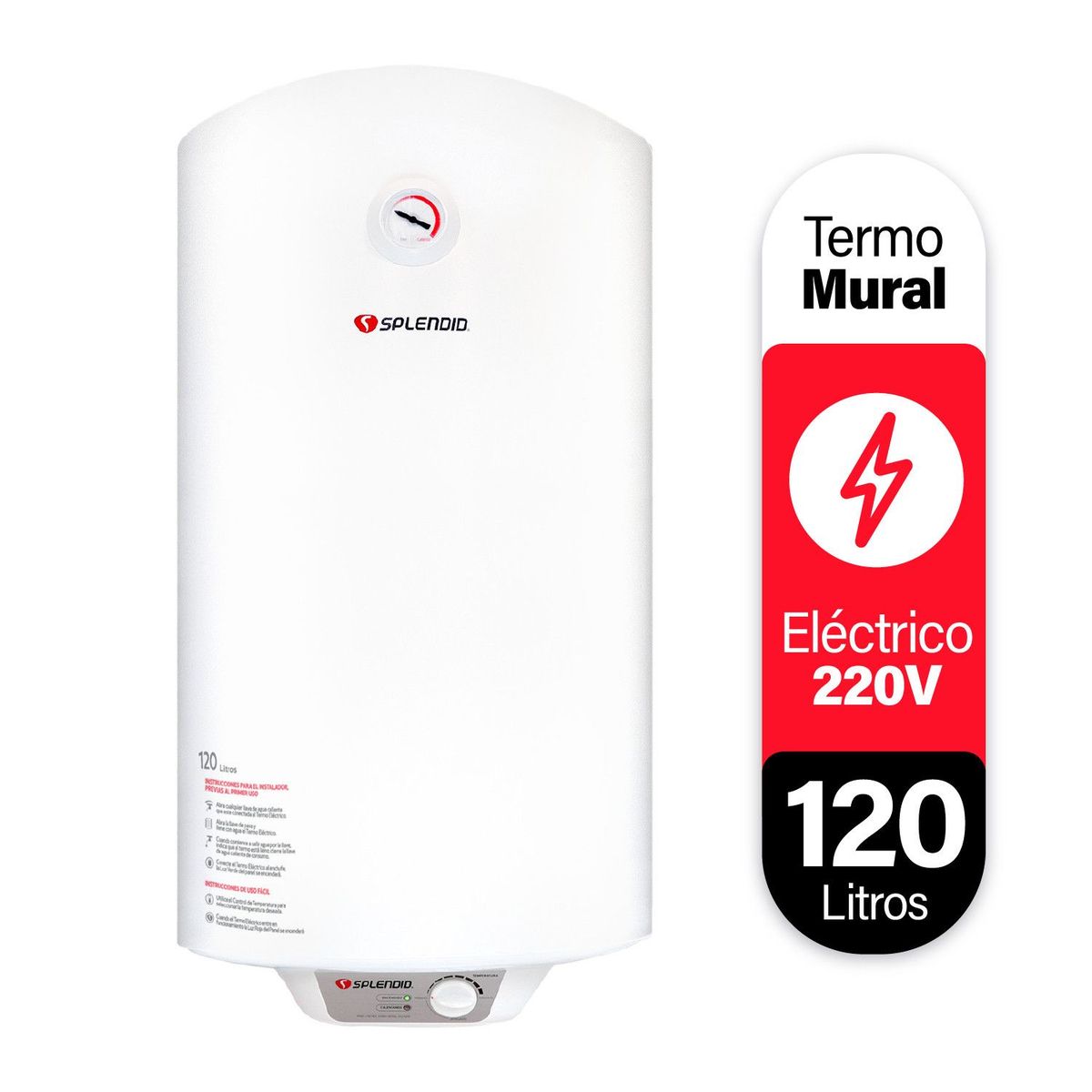 SPLENDID - Termo Eléctrico 120 Litros 1500 W de Muro