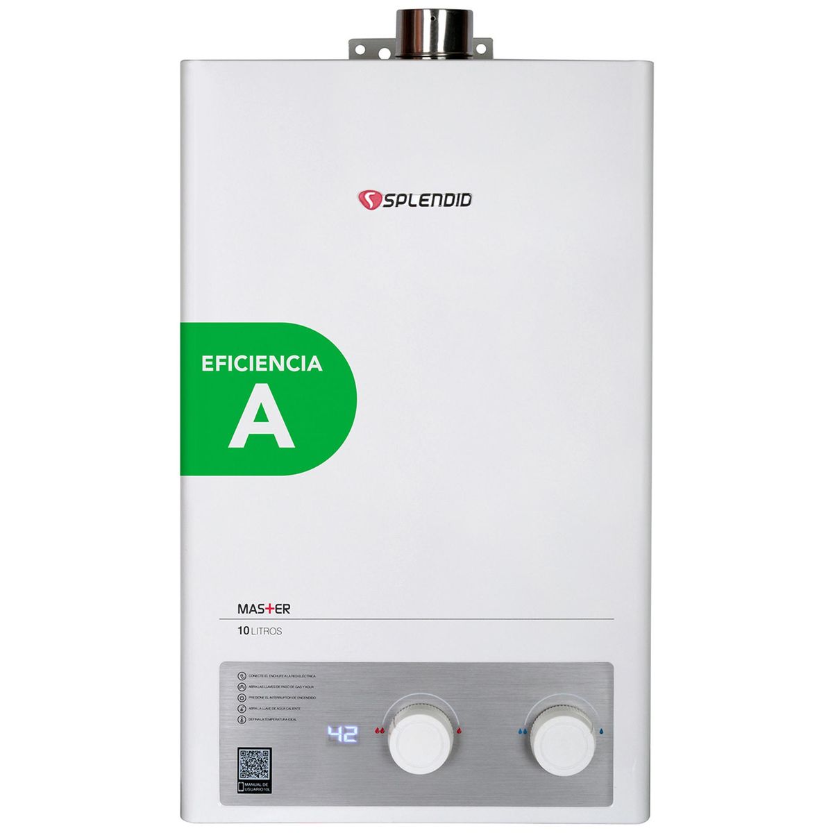 SPLENDID - Calefont Gas Natural 10 Litros Tiro Forzado Ionizado