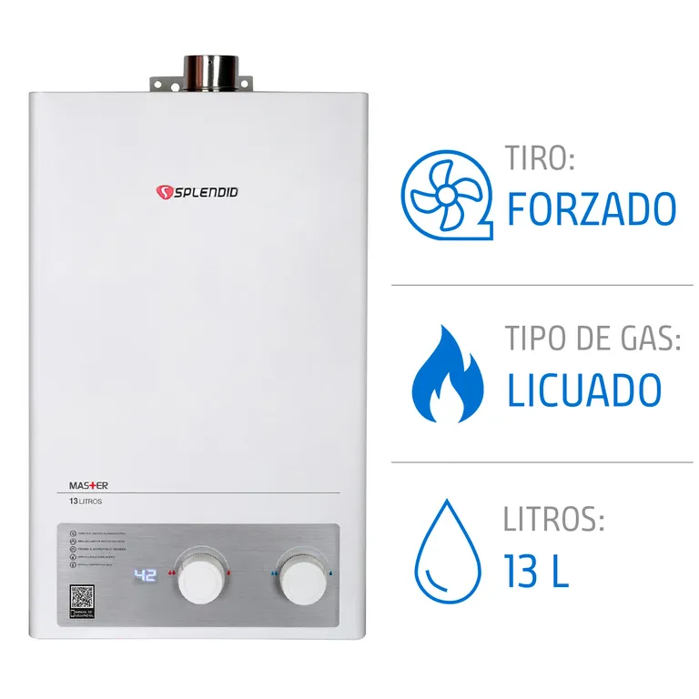 Calefont 13 Litros Gas Licuado Tiro Forzado Ionizado