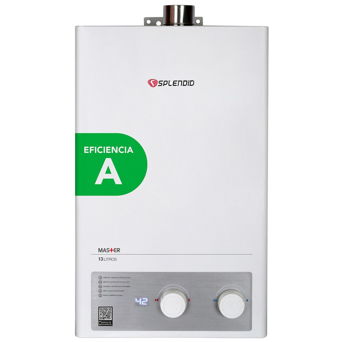 SPLENDID - Calefont Gas Licuado 13 Litros Tiro Forzado Ionizado