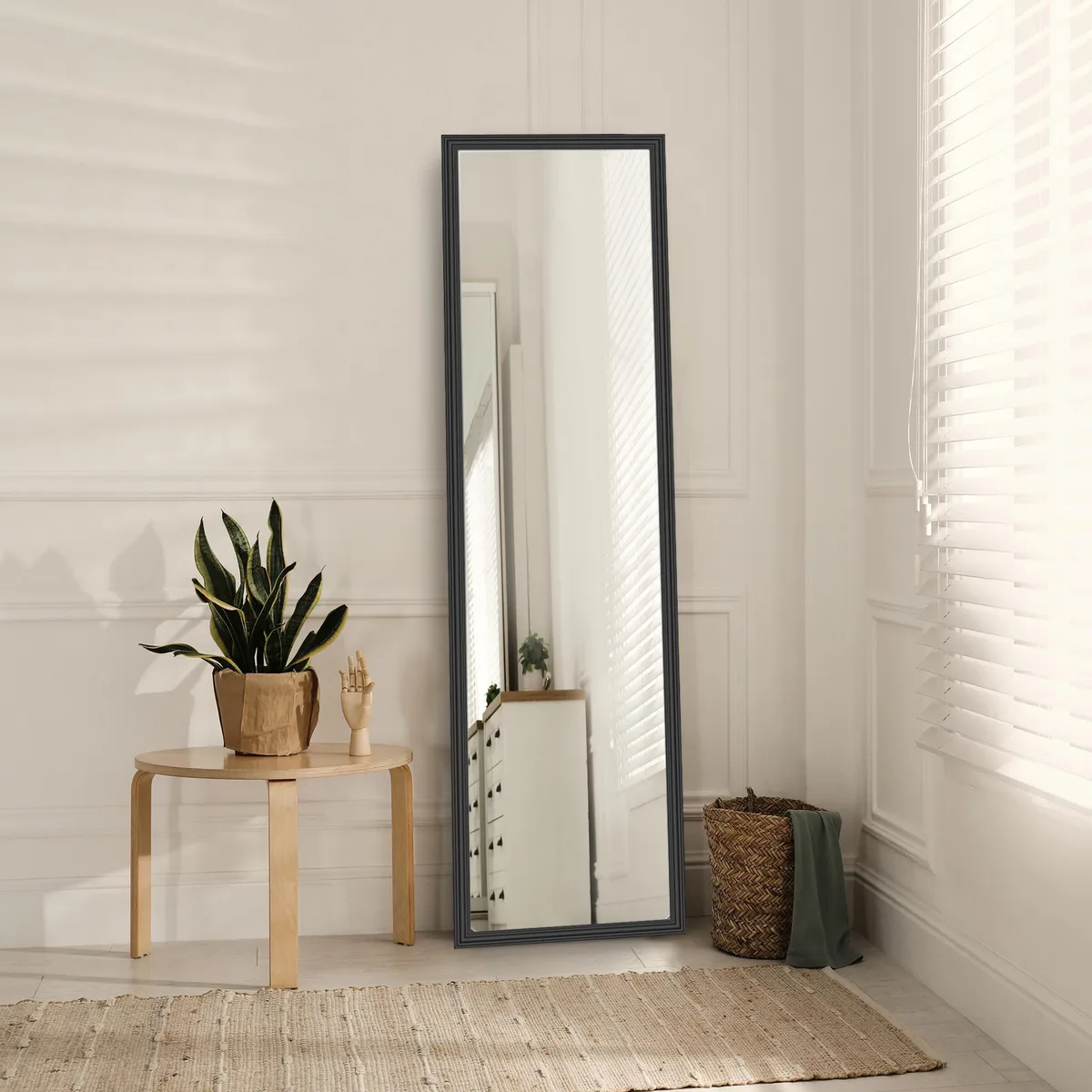 CASA BONITA - Espejo Decorativo Forma Rectangular 30x120 cm Negro