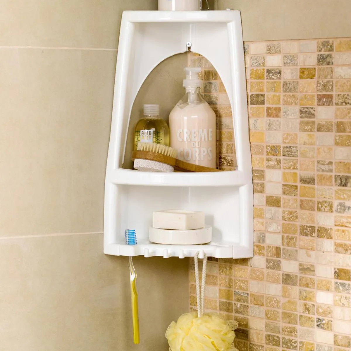 RIMAX - Esquinero para baño plástico blanco