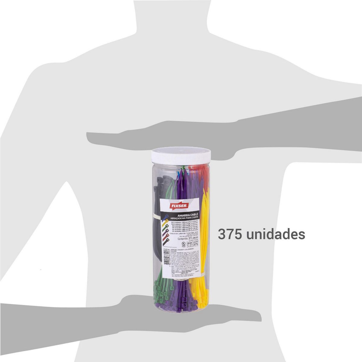 FIXSER - Pack Amarra cables 375 unidades color